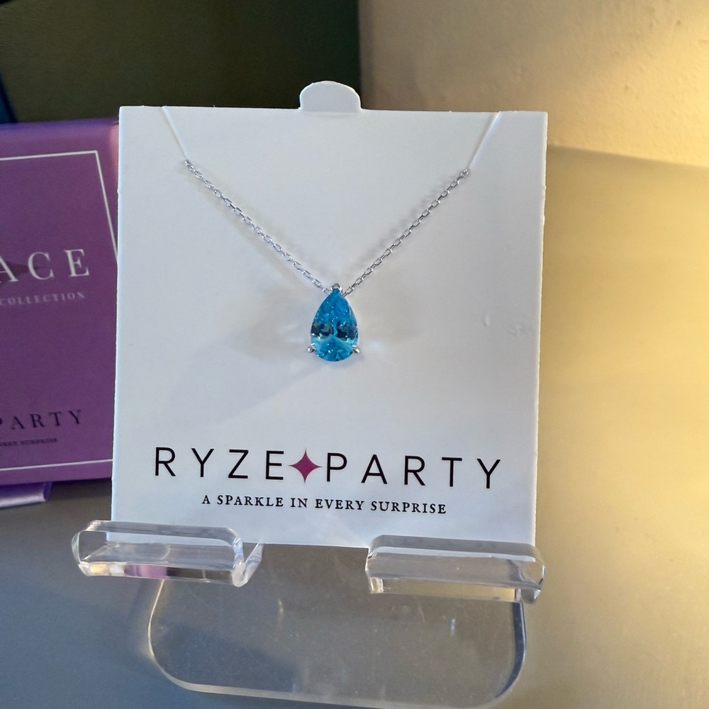 Ryze Sterling Aruba Blue Teardrop Necklace